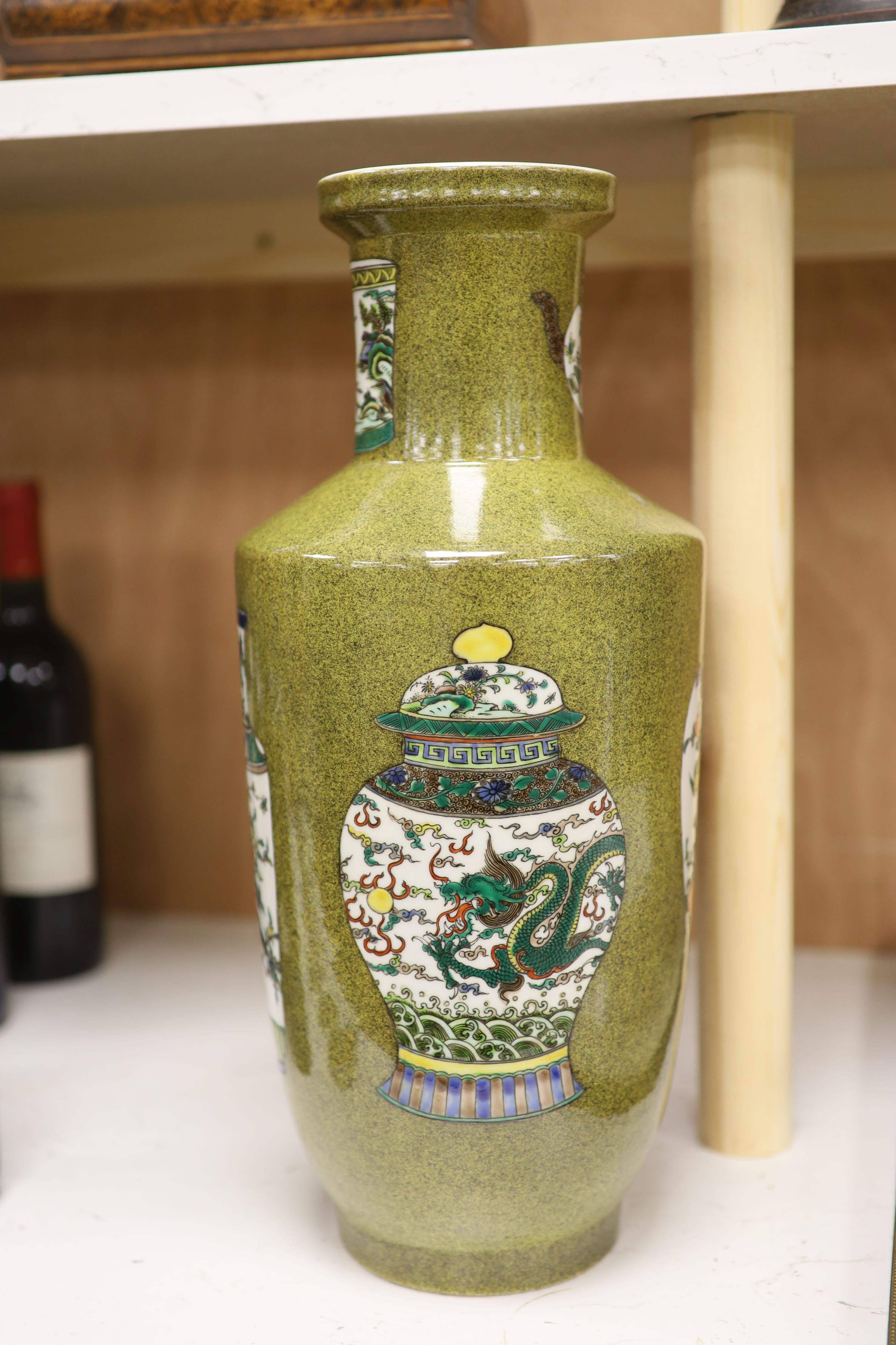 Two 20th century Chinese vases, one famille noire, height 50cm